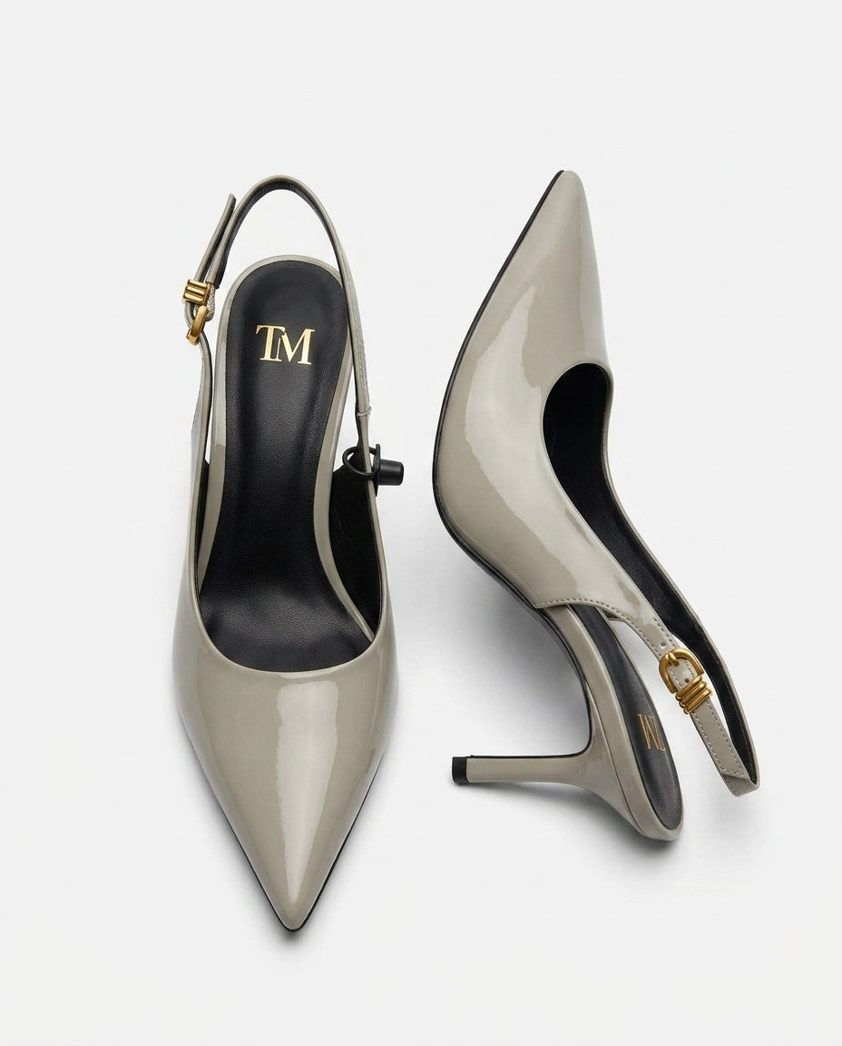 Escarpin slingback beige à bout pointu | KTHSHOP