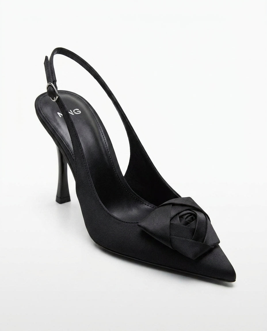 Escarpin slingback noir à nœud MNG | KTHSHOP