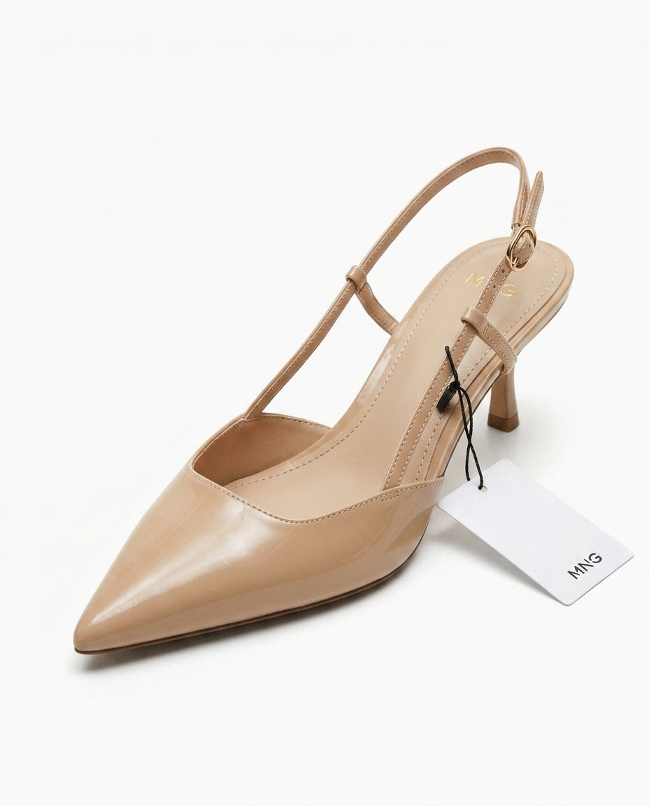 Escarpins slingback Mango beige vernis | KTHSHOP