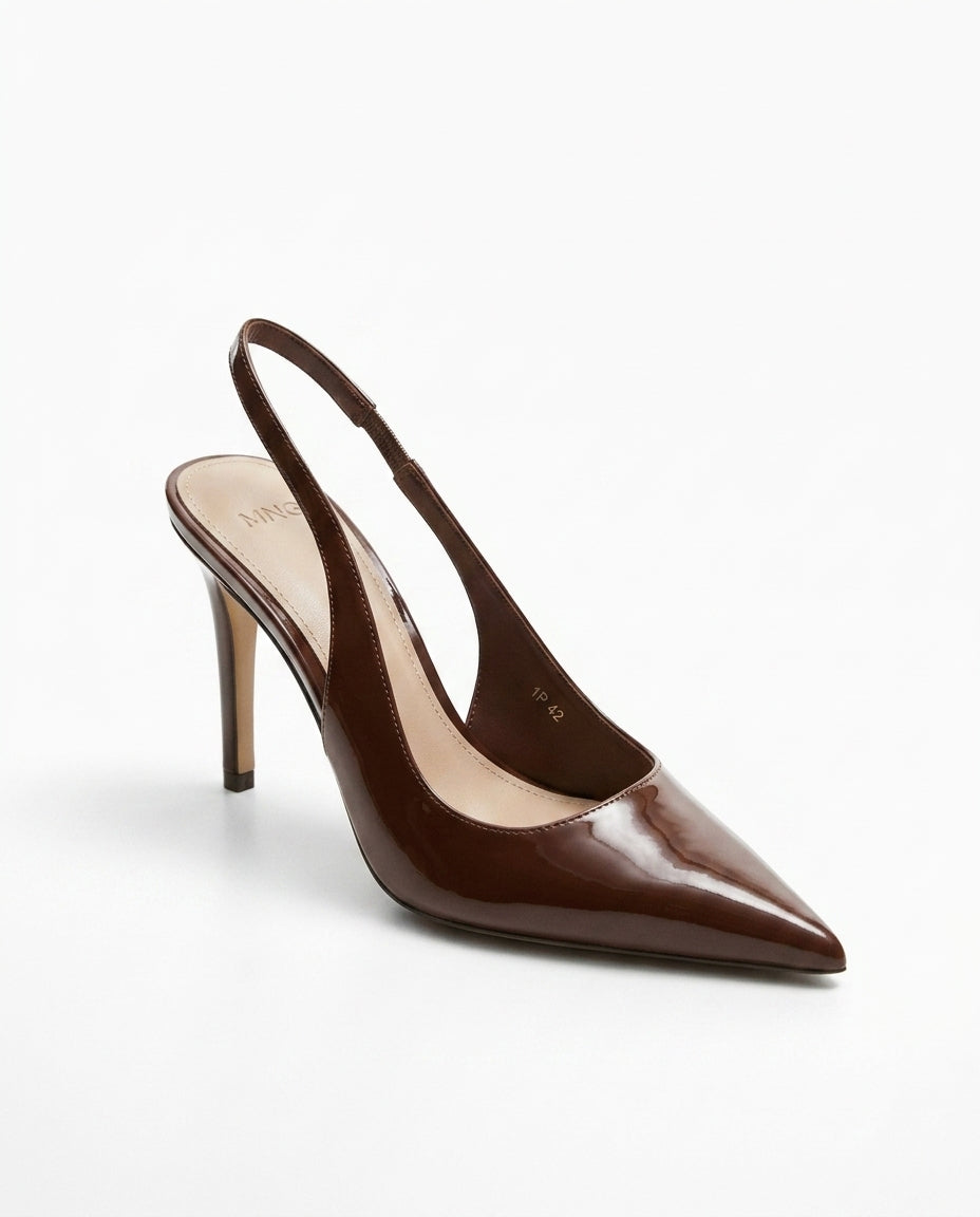 Talons slingback marron vernis Mango