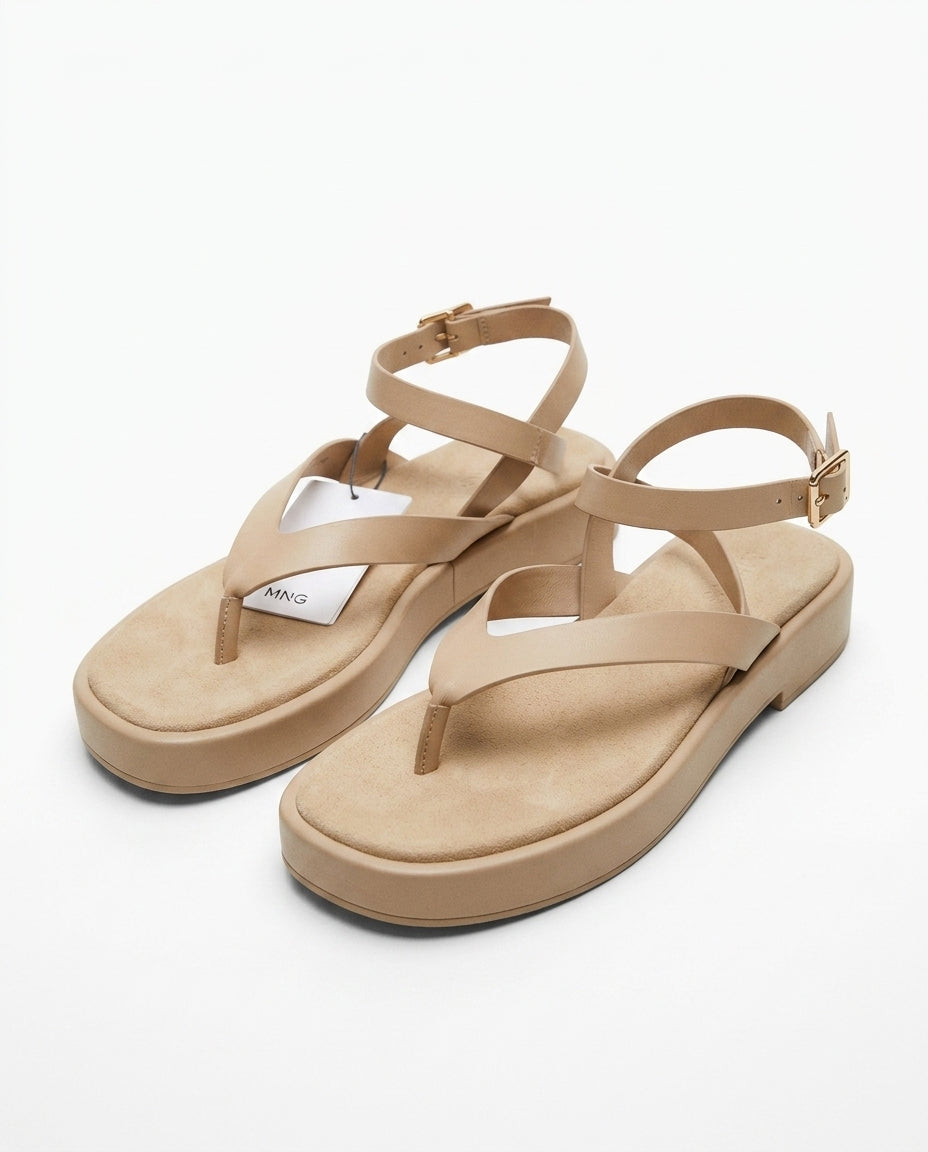 Sandale beige à brides Mango