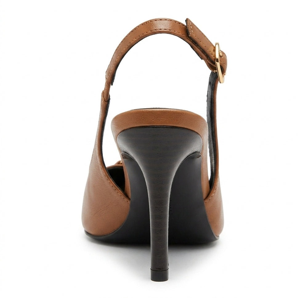 Escarpins slingback marron à bout pointu