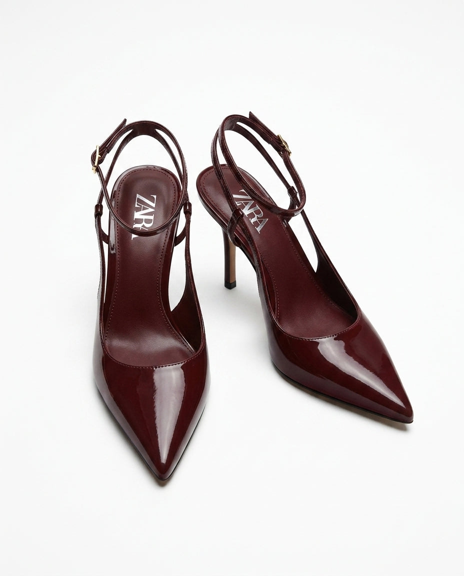Escarpins à talons bordeaux vernis MNG