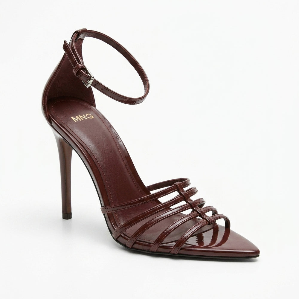 Sandale à talons bordeaux — Mango