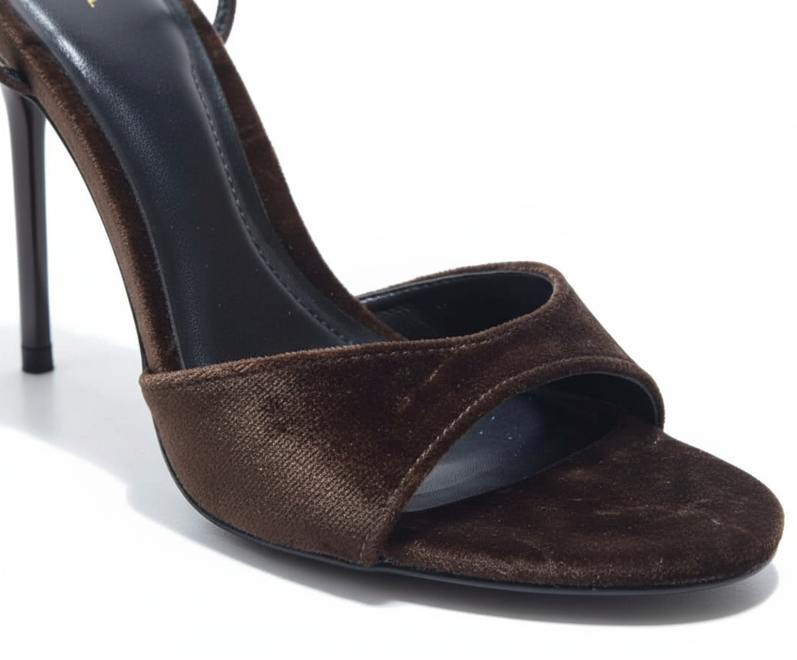 Sandale à talons ZARA en velours marron