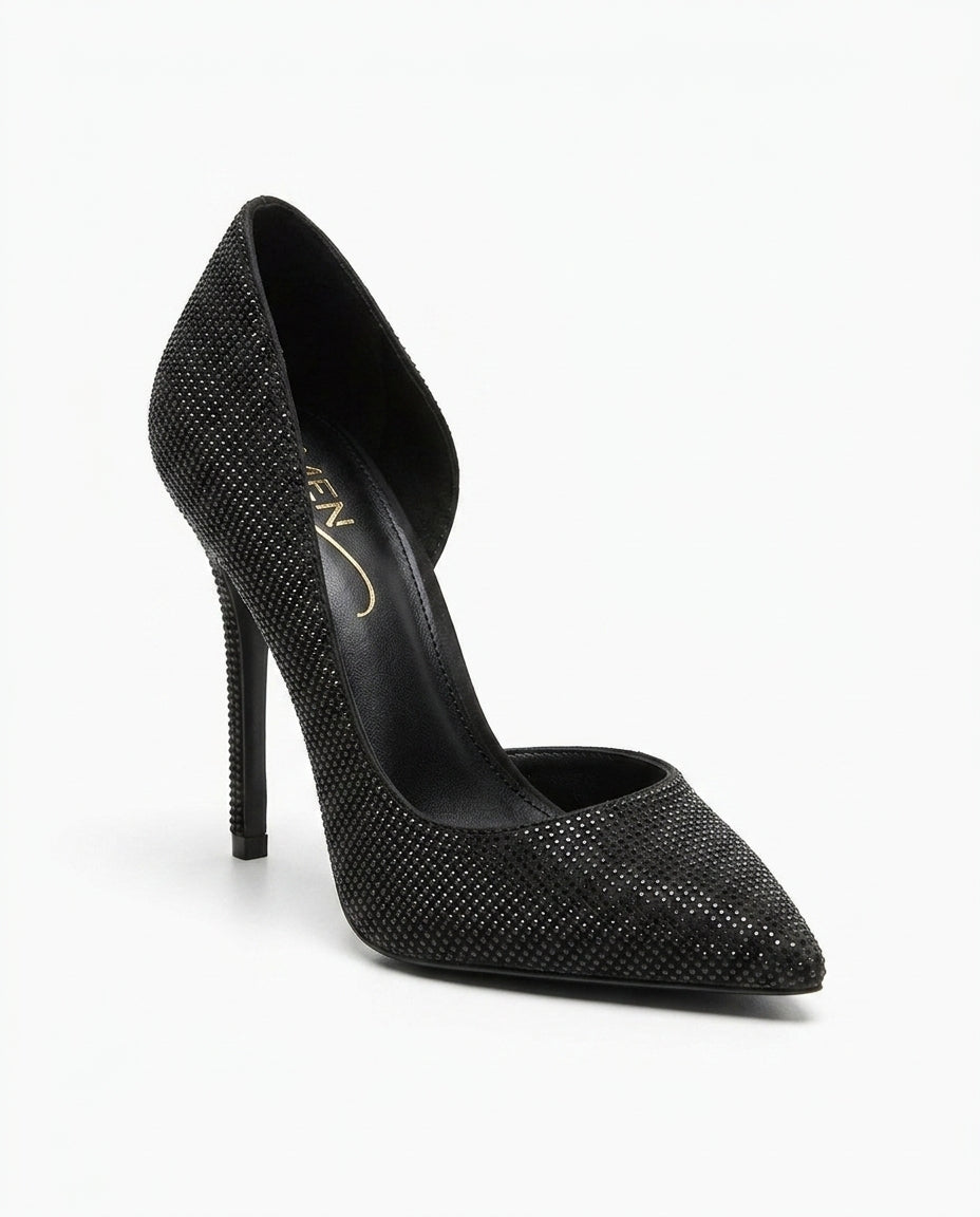 Escarpins noirs texturés à talons aiguilles