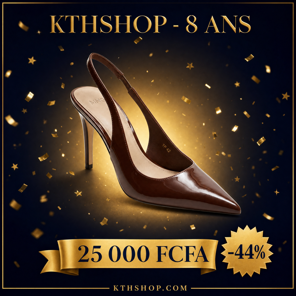 KTHSHOP 8 ans — Talons slingback marron vernis Mango à 25 000 FCFA