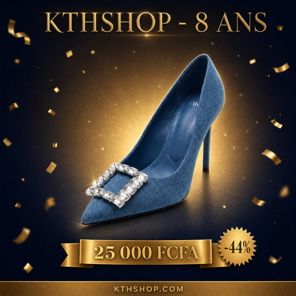 KTHSHOP 8 ans — Escarpin en jean avec boucle strass MNG à 25 000 FCFA