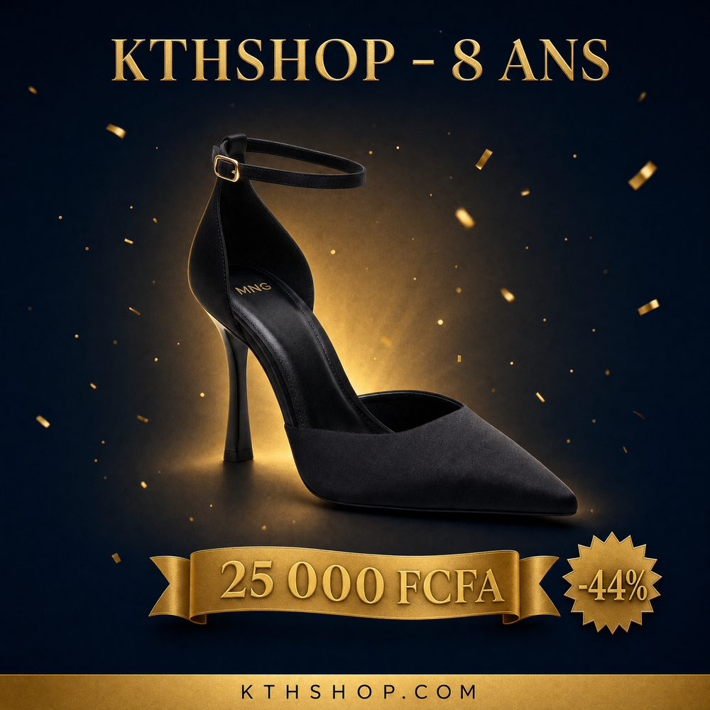 KTHSHOP 8 ans — MNG escarpins noirs à bout pointu et bride cheville à 25 000 FCFA