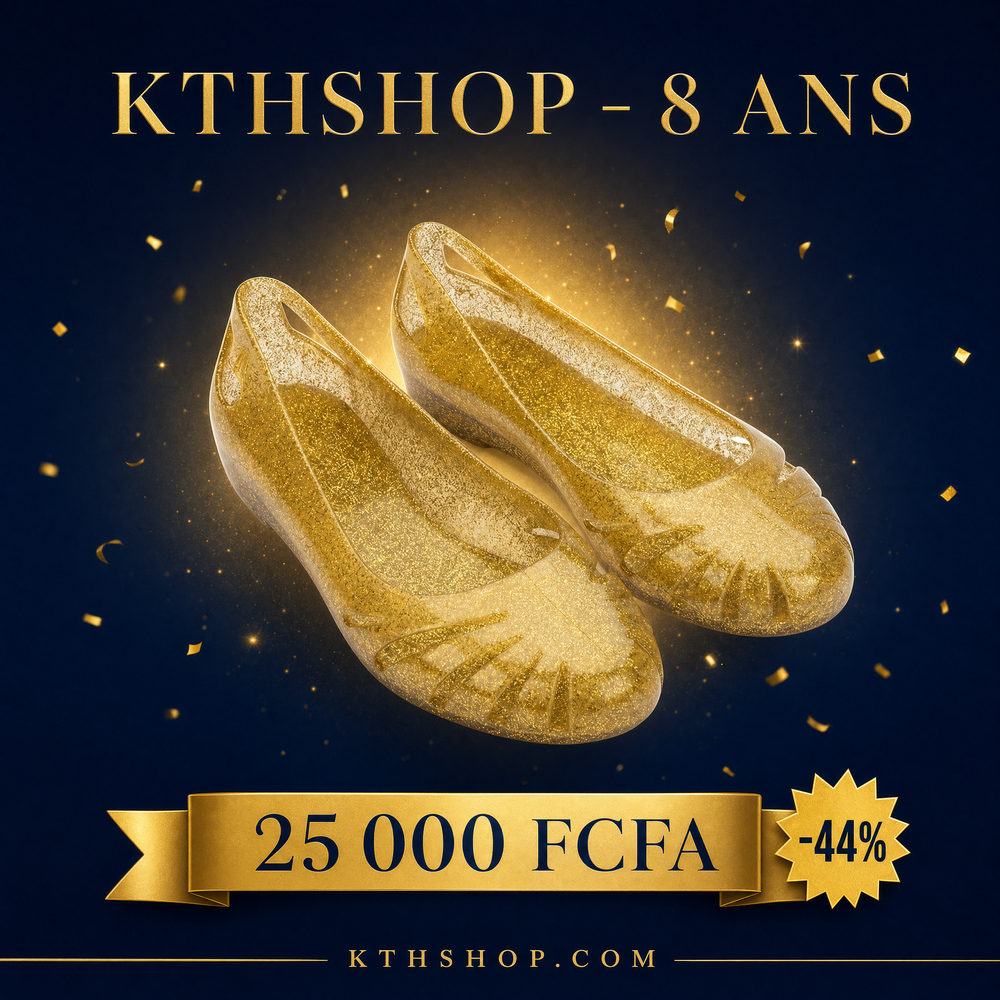 KTHSHOP 8 ans — Ballerine transparente à paillettes jaunes à 25 000 FCFA