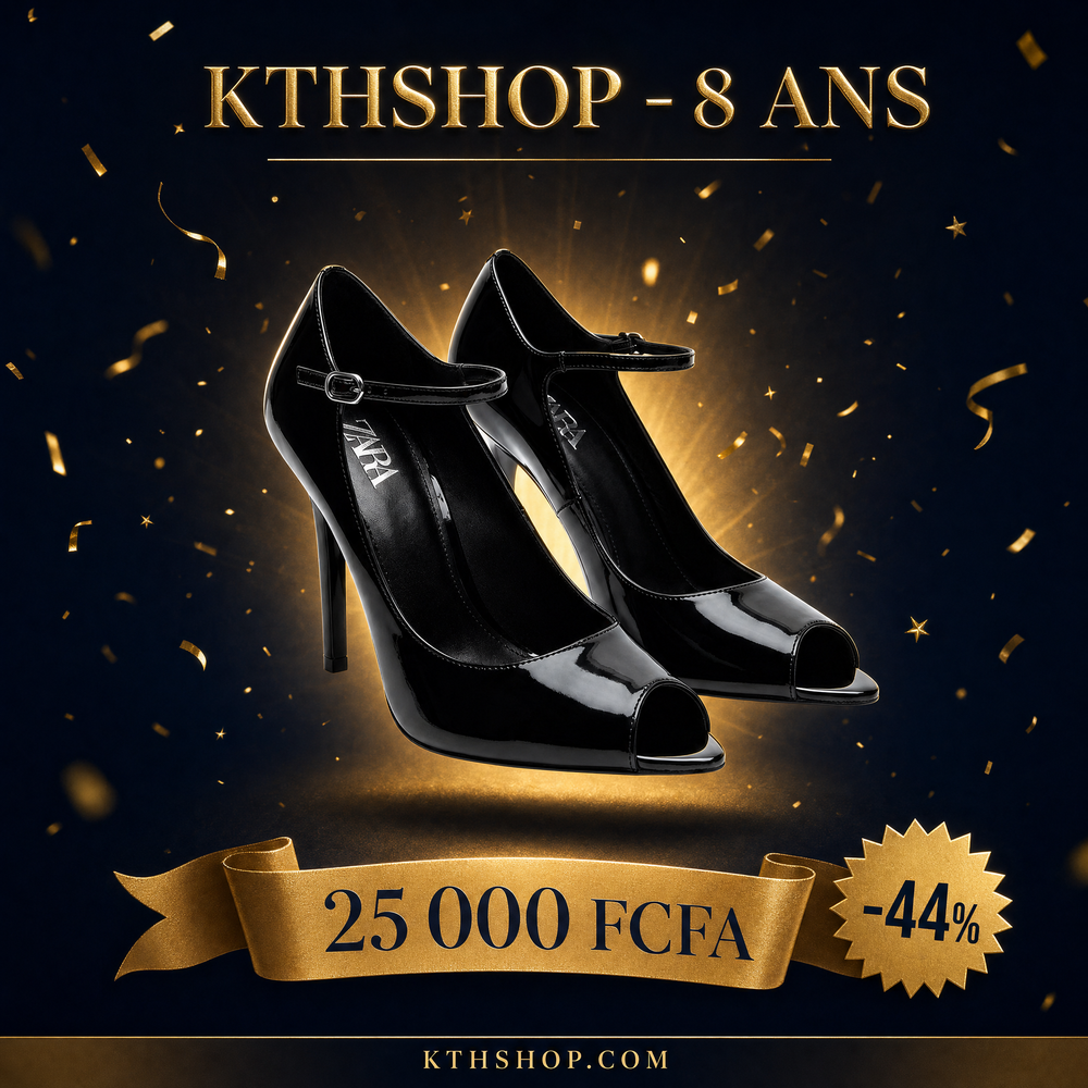 KTHSHOP 8 ans — Escarpins Zara noirs vernis à bout ouvert à 25 000 FCFA