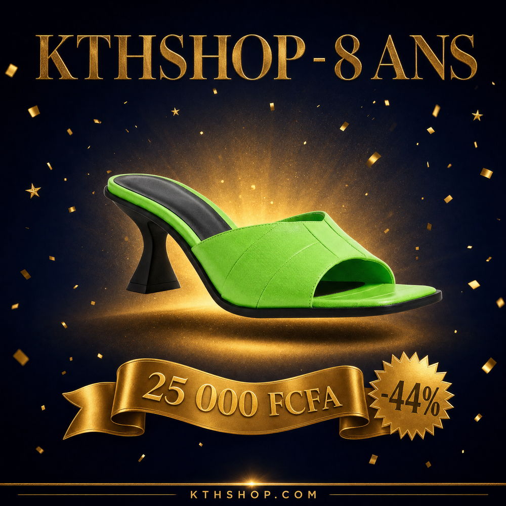KTHSHOP 8 ans — Mule à talon vert fluo à 25 000 FCFA