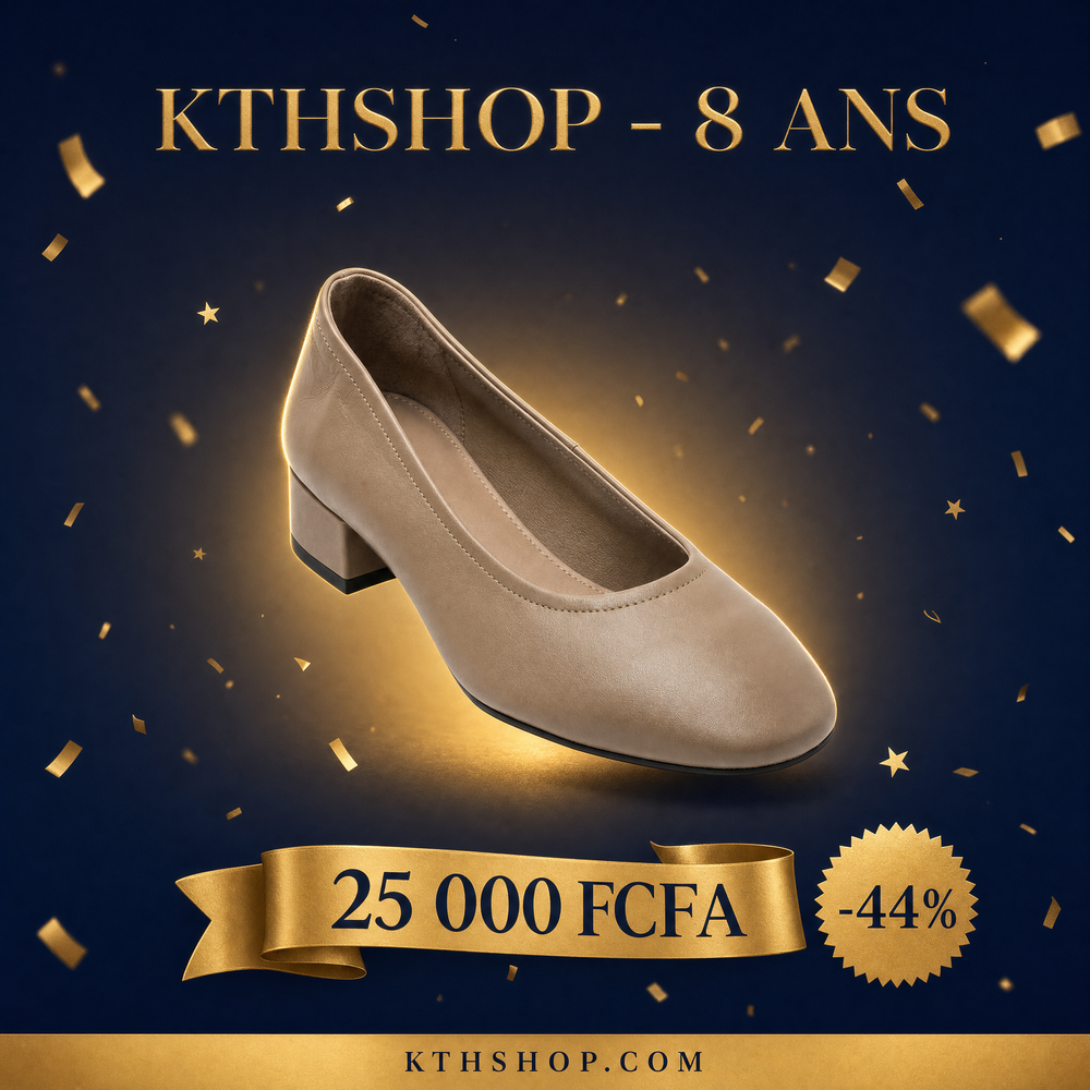 KTHSHOP 8 ans — Ballerines taupe à petit talon à 25 000 FCFA