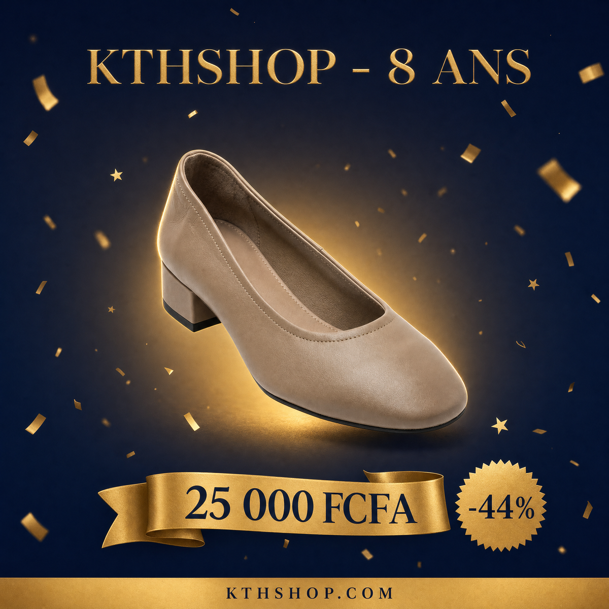 KTHSHOP 8 ans — Ballerines taupe à petit talon à 25 000 FCFA