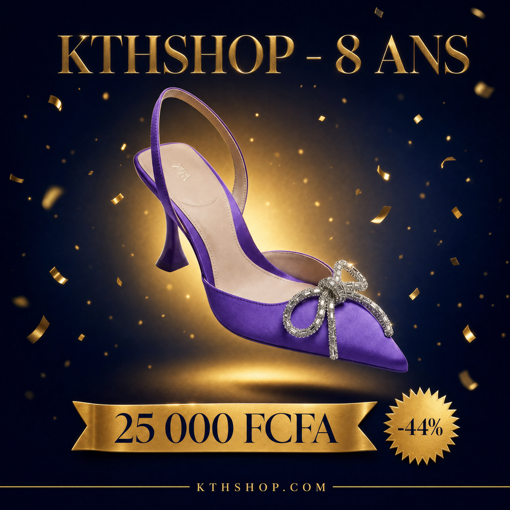 KTHSHOP 8 ans — Escarpins Zara violets à nœud strassé à 25 000 FCFA