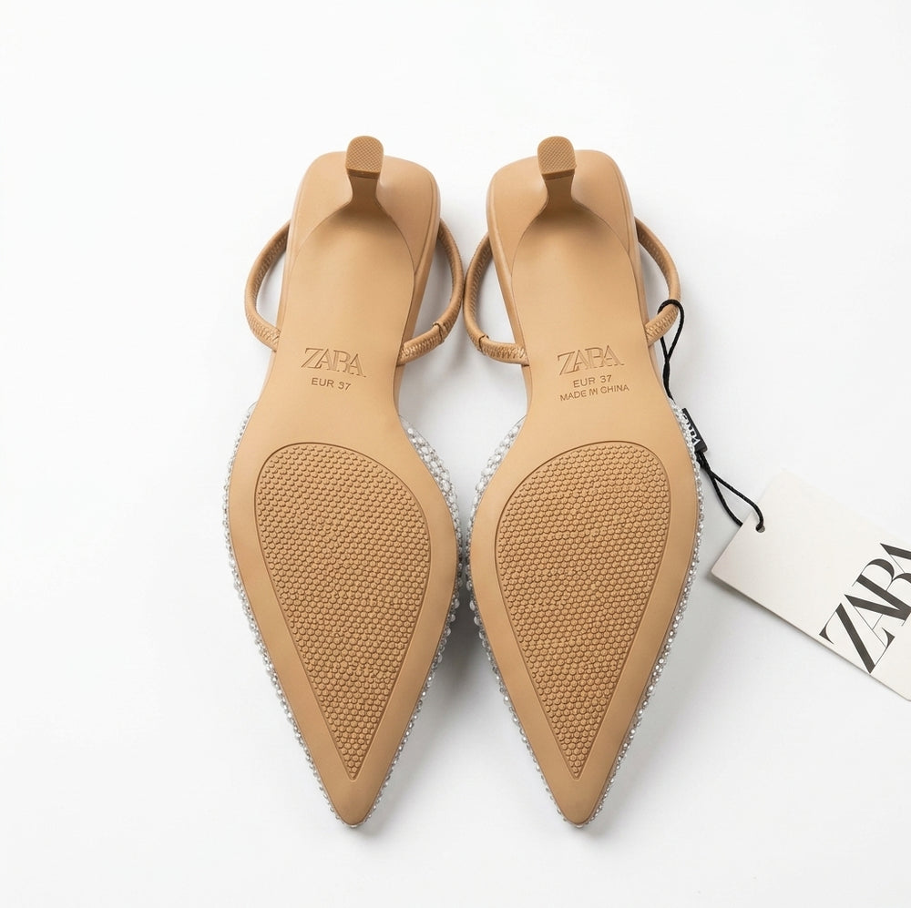 Zara Escarpin beige à perles