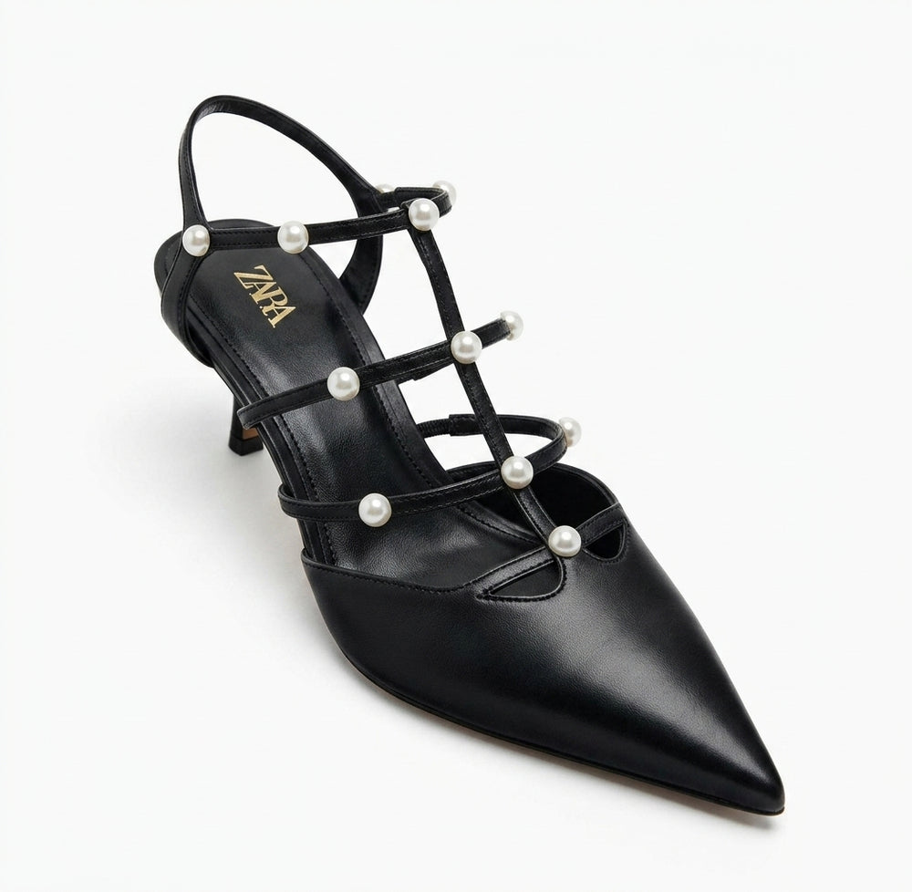 Escarpins noirs Zara avec perles