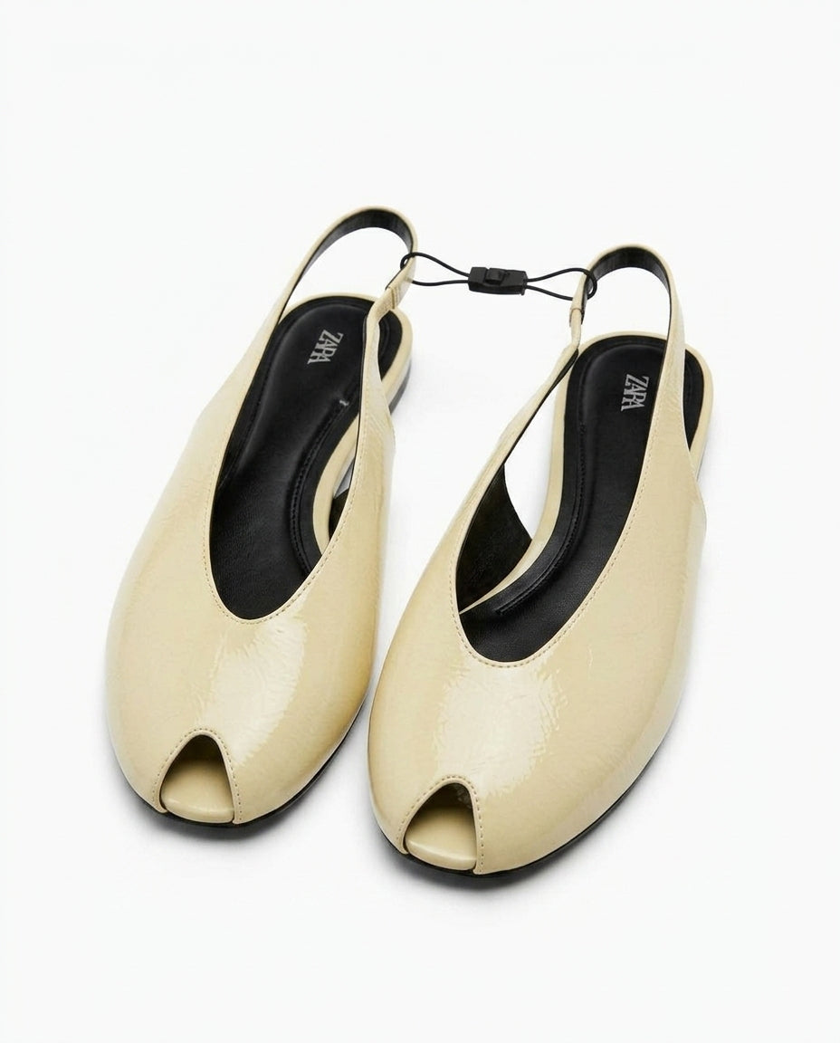Sandale à bride arrière Zara beige vernie | KTHSHOP