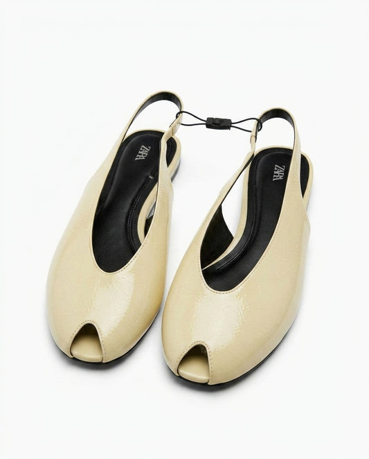Sandale à bride arrière Zara beige vernie | KTHSHOP
