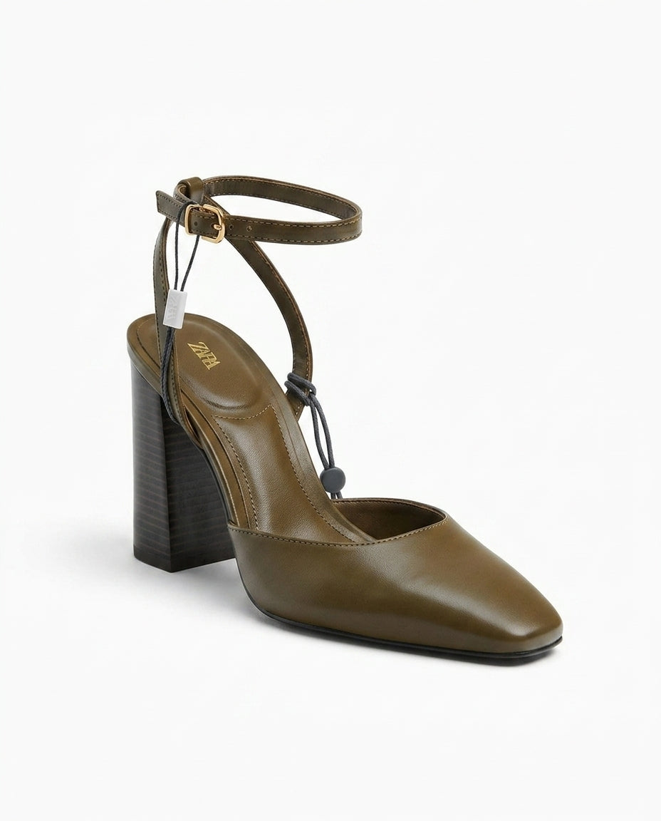 Sandale à talon Zara marron | KTHSHOP