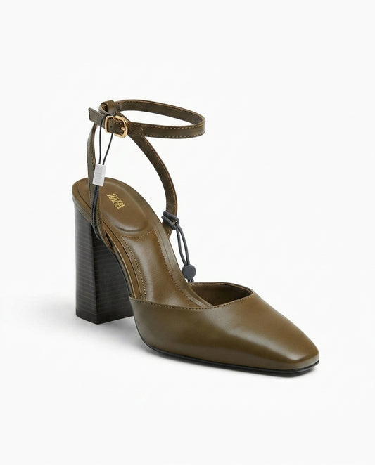Sandale à talon Zara marron | KTHSHOP
