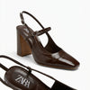 Escarpin noir Zara à bride arrière et talon carré