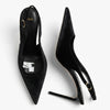 Escarpin slingback en velours noir à bout pointu