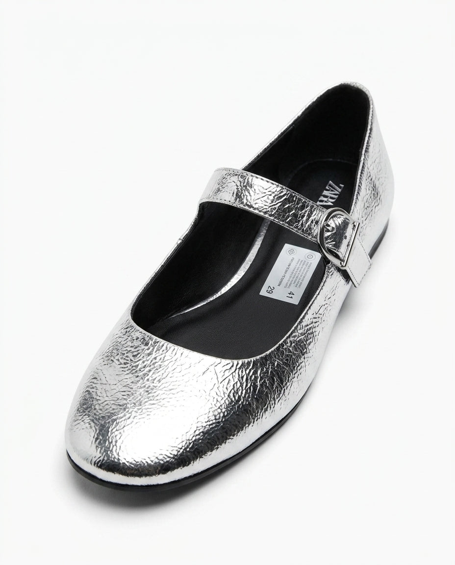 Ballerines Mary Jane Zara argentées | KTHSHOP