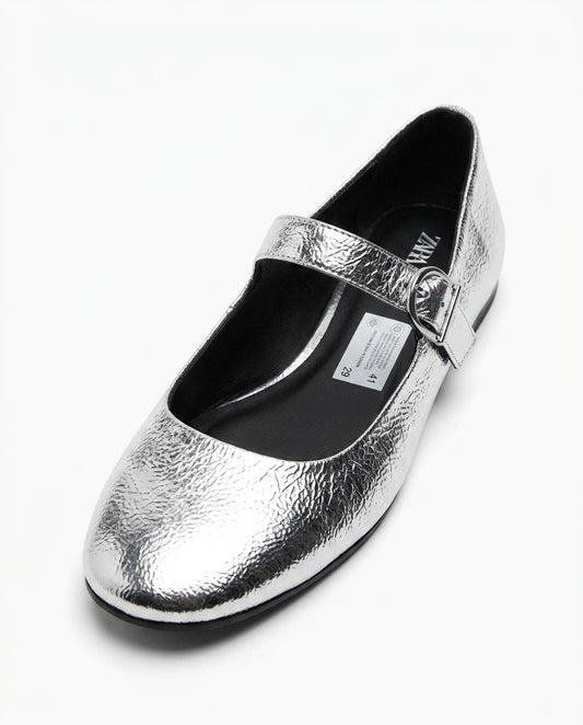 Ballerines Mary Jane Zara argentées | KTHSHOP