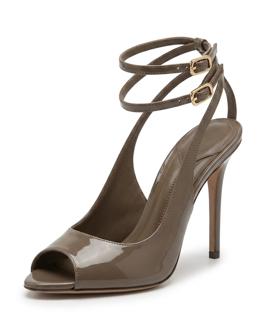 Escarpin à talon aiguille taupe verni | KTHSHOP