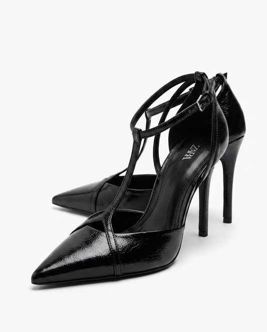 Sandale à talon haut noire à bout pointu Zara | KTHSHOP