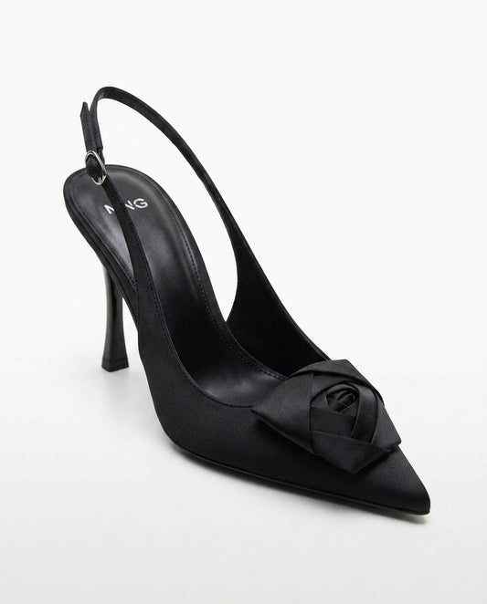Escarpin slingback noir à nœud MNG | KTHSHOP