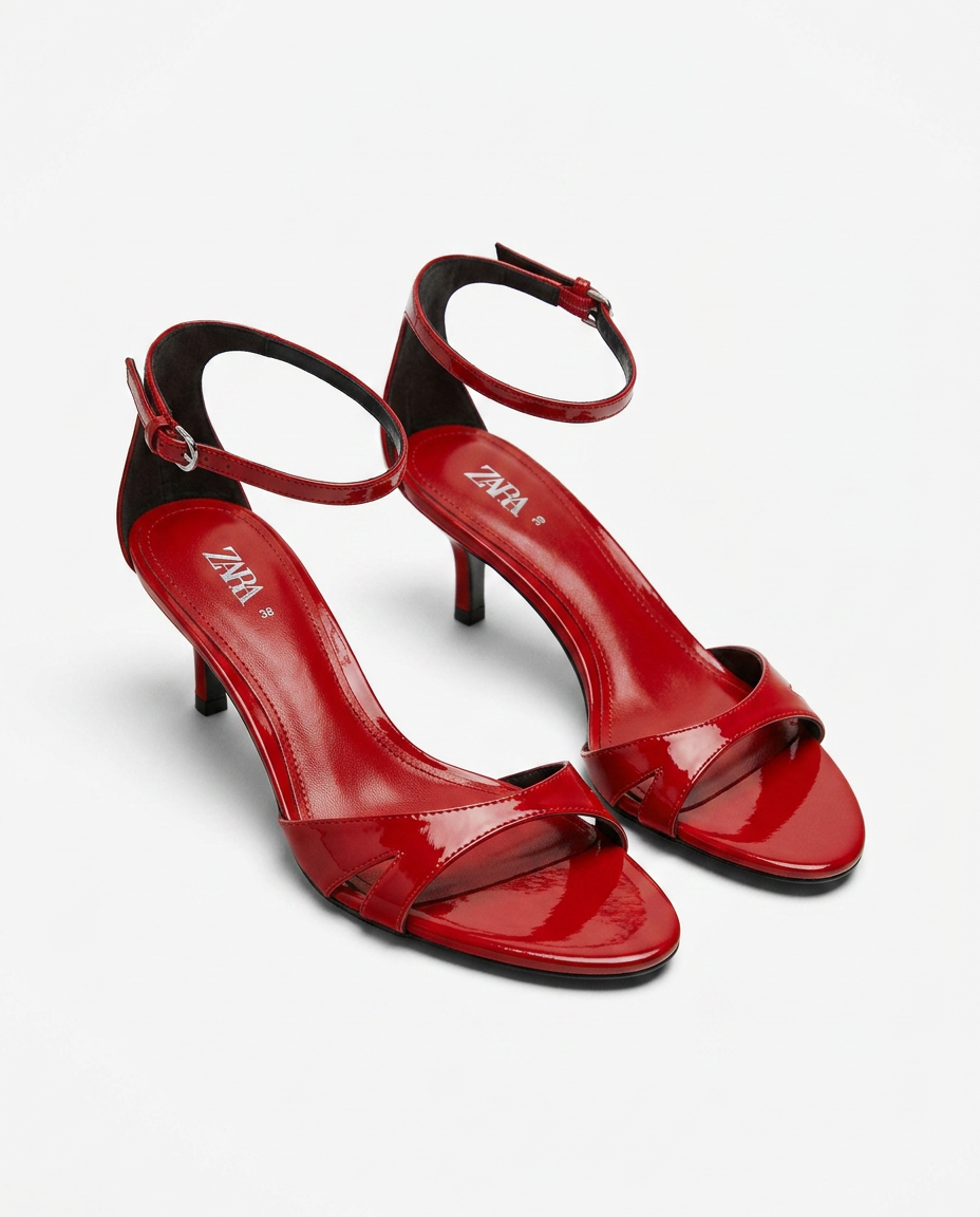 Sandales à talons Zara rouges vernies | KTHSHOP