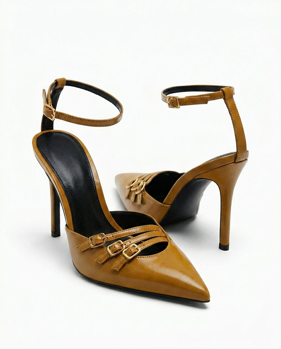 Escarpins Zara moutarde à brides et bouts pointus | KTHSHOP
