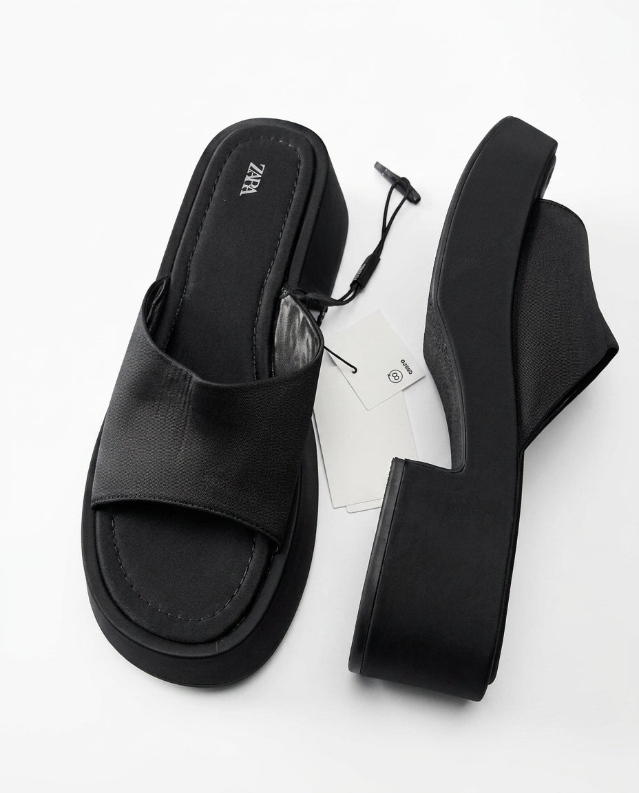 Mule à plateforme noire Zara | KTHSHOP