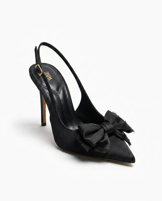 Zara - Escarpins à bride arrière noirs avec nœud | KTHSHOP