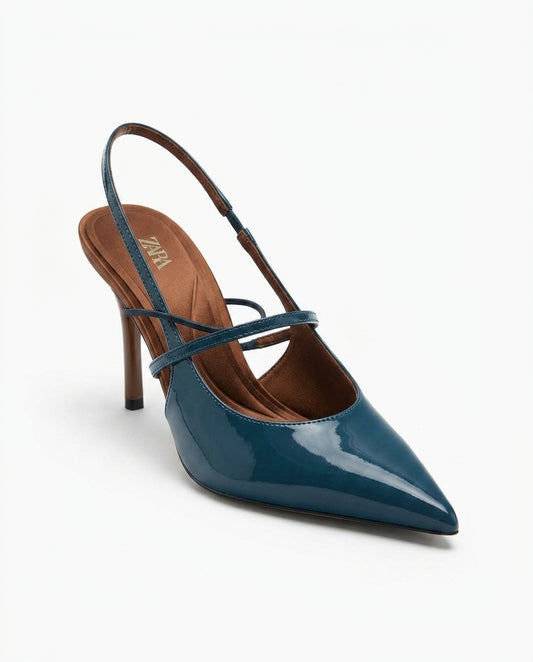 Escarpins slingbacks Zara bleu verni | KTHSHOP