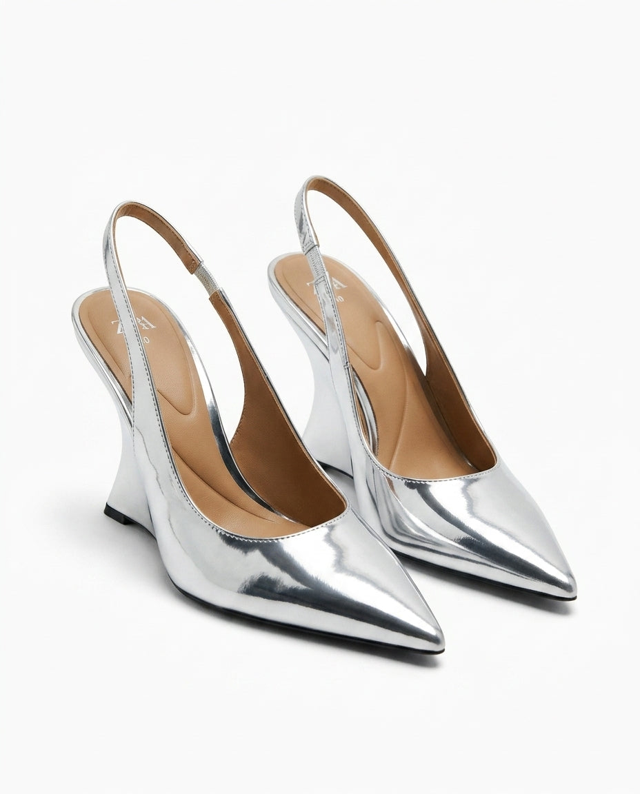Escarpin slingback argenté Zara | KTHSHOP