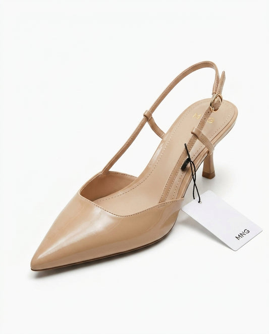 Escarpins slingback Mango beige vernis | KTHSHOP