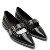 Chaussure noire pointue avec œillets et bride