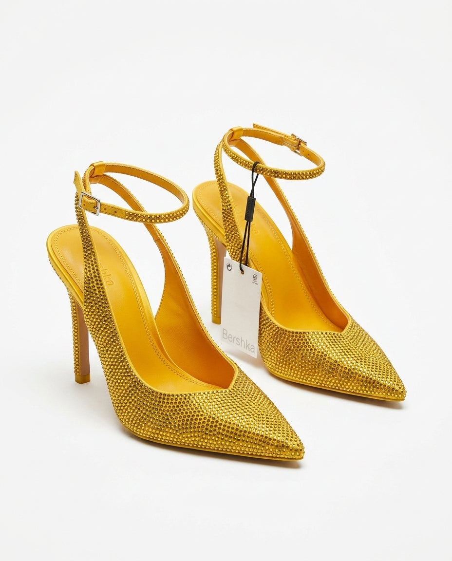 Escarpins Bershka jaunes à strass | KTHSHOP
