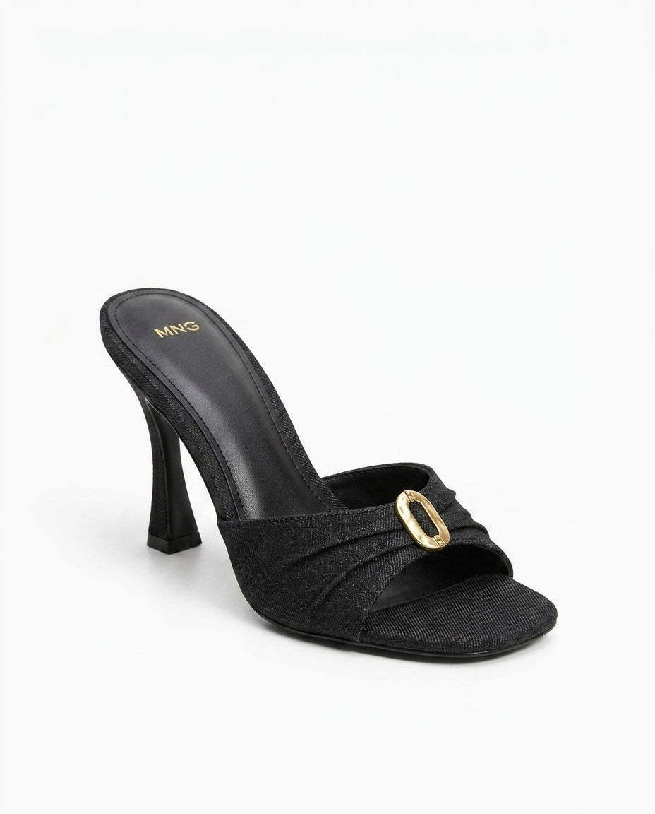 MNG Mule noire à talon | KTHSHOP