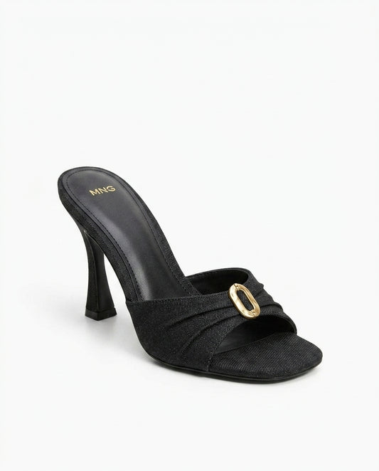 MNG Mule noire à talon | KTHSHOP