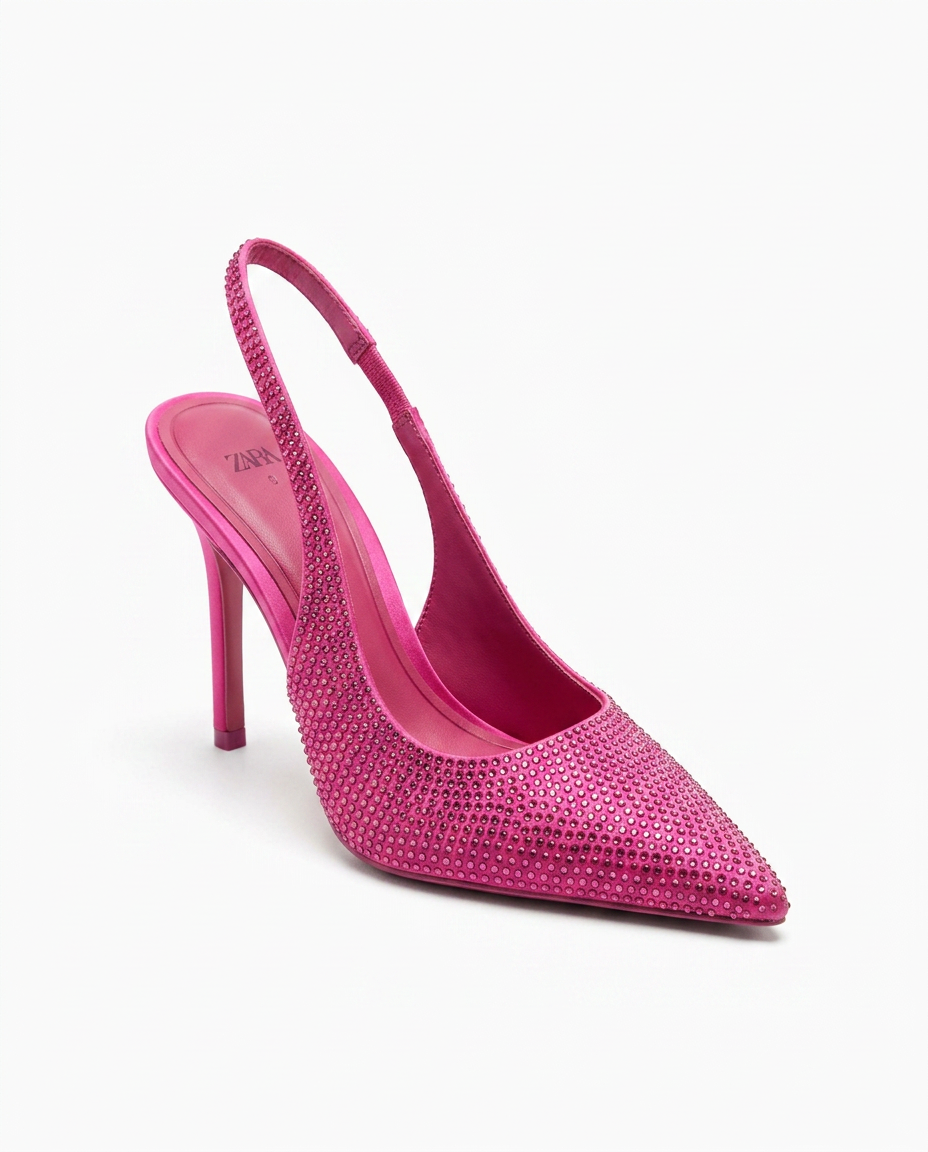 Escarpin Zara rose à strass | KTHSHOP