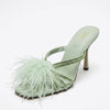 Mule Zara vert menthe avec plumes et strass