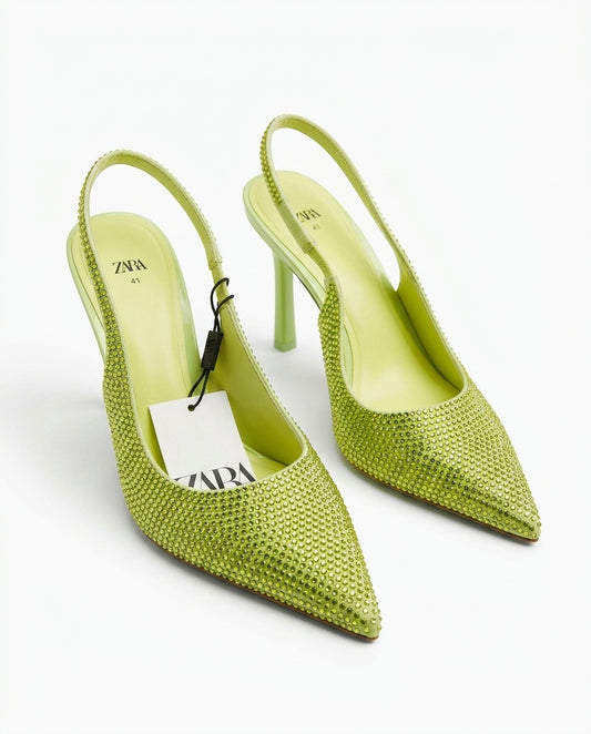 Escarpin Zara vert à strass | KTHSHOP