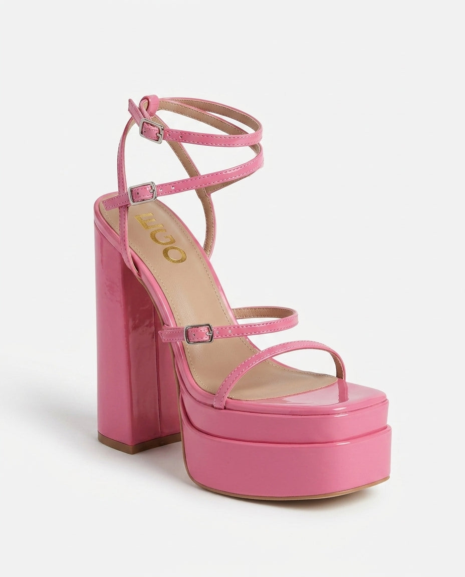 Sandales roses à plateforme avec brides EGO | KTHSHOP
