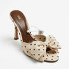 Mule Zara à pois blancs et noirs avec nœud