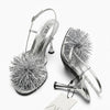 Sandales à talons Zara argentées avec pompon