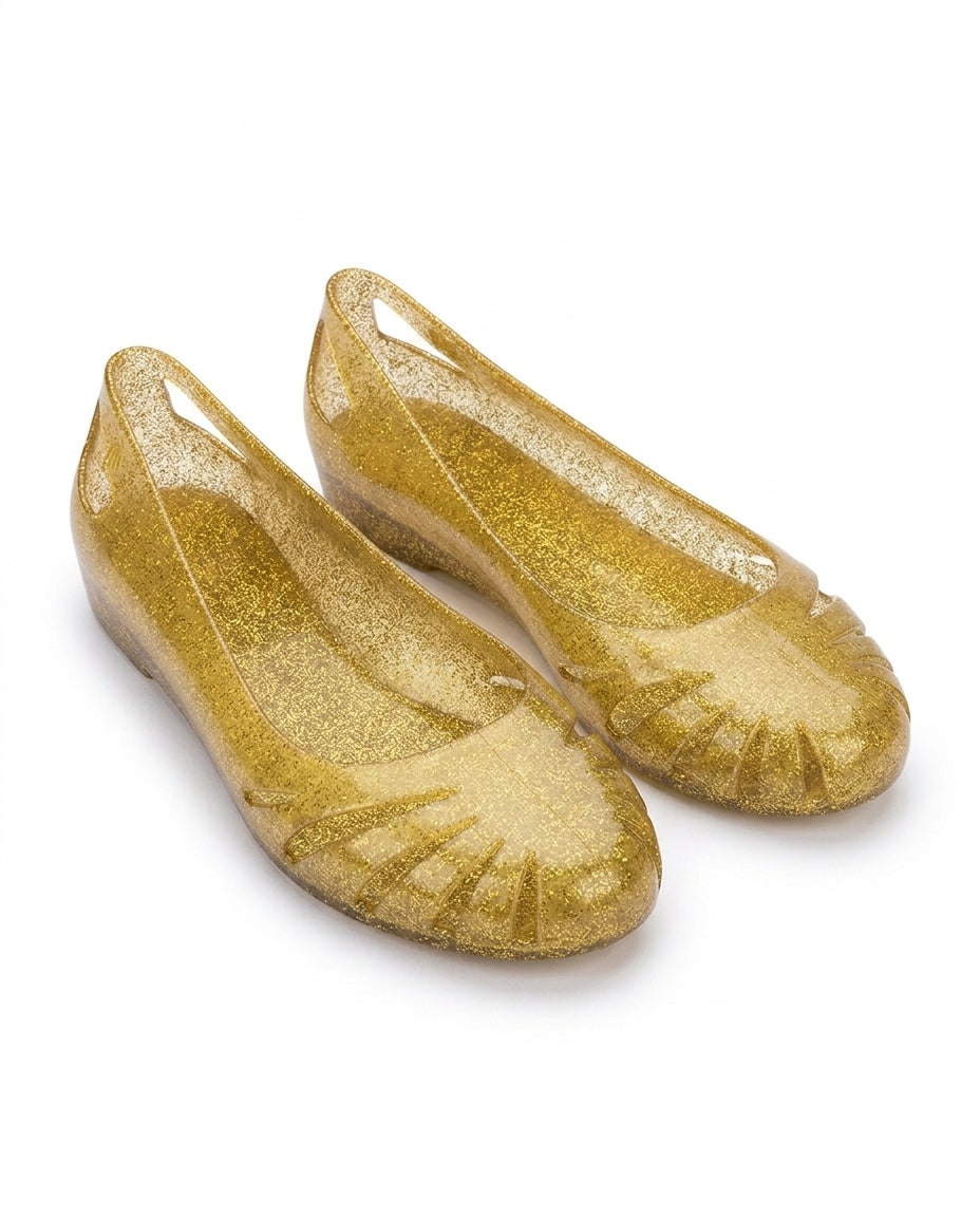 Ballerine transparente à paillettes jaunes